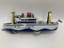 Vintage Tin Toy Mediterranean Cruise Ship Maria Tiny Toy Arcade With Key Box