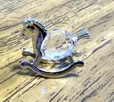 ð´ Vintage Clear Crystal, Silver-tone Metal, Mini (1 In.) Rocking Horse Figurine