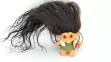 Vintage 1960s DAM TROLL DOLL Black Hair Glass Eyes Dam on Back