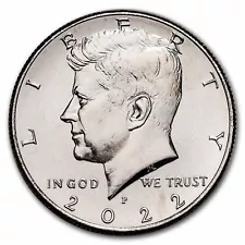 2022 P Kennedy Half Dollar - BU From Uncirculated Mint Rolls of Coins.