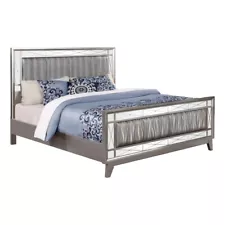 Coaster Leighton Wood Full Panel Bed with Mirrored Accents in Silver