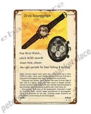 garage wall ideas 1973 Orvis Solunagraph wrist watch Seafarer metal tin sign