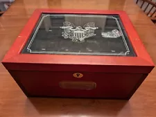 PCS Stamps & Coins American Eagle Silver Dollar Wood Box Display Case With Key