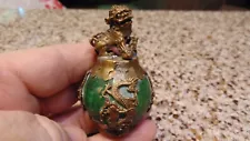 VINTAGE ASIAN ART FOO FU DOG FIGURUAL PAPERWEIGHT - MARKED