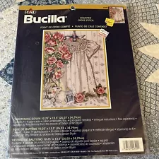 Vintage Christening Gown with Roses Counted Cross Stitch Sampler Kit SEALED (E5)