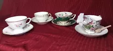 Bridgerton Watch Party Tea Set-4 Unique Cups & Saucers-England,France,Germany