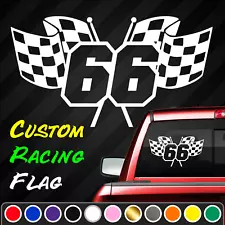 Racing Number Flag Vinyl Decal Sticker | Custom Dirt Bike Plate Competition BMX