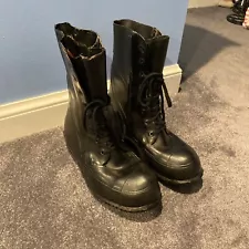 (1) Vintage Pair Of 1962 Stamped Military Boots Very Heavy Black