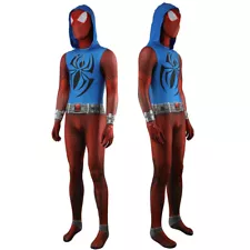 2023 Scarlet Spider-Man Jumpsuit Hooded Across The Spider-Verse Cosplay Costume