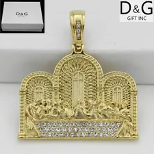 DG Men Stainless-Steel,Jesus Last Supper Cubic Zirconia Pendant Gold plated,BOX