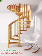 Indoor Spiral Staircase Kit Made Entirely Solid Wood Diameter 3.94' High 8.86'