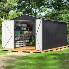 8 x 12 FT Outdoor Storage Shed, Metal Garden Shed with with Updated Frame Struct