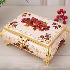 SANKYO WHITE TIN ALLOY RECTANGLE RED ROSES MUSIC BOX : SAILOR MOON