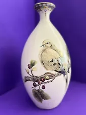 Large VTG Dominic Porcelain Vase Hand Painted Dove Bird Berries 12” SALE!