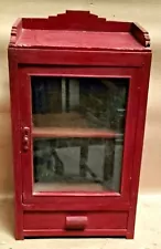 Wood Cabinet Restored Curio Display showcase scraped color solid back shabbychic