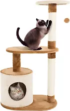 3-Tier Cat Tower - 2 Napping Perches, Cat Condo, 2 Sisal Rope Scratching Posts,