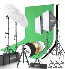 Neewer Complete Photography Lighting Kit w/8.5' x 10' Background Support System