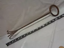 Antique Steel 4 Tine 18" hook, scratcher, oyster rake tool - Fish Gig?