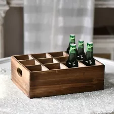 Farmhouse Wooden Storage Crate for Decoration 13 x 10 inches, Rustic Beer Hol...