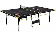 Official Size Outdoor Indoor Tennis Ping Pong Table Black Yellow 2 Paddle 2 Ball