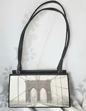 Glossy Plastic Vintage Graphic Bridge Photo Black And White Purse Bag Unique