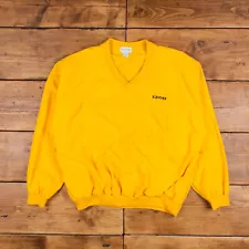 Vintage Izod Windbreaker Jacket L 90s Packaway Pullover Yellow