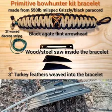 Primitive Bowhunter Kit Paracord Bracelet For Making Survival Bow And Arrow