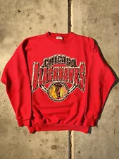 Vintage 90’s NHL Chicago Blackhawks Crewneck Sweatshirt Pullover Size L Logo7