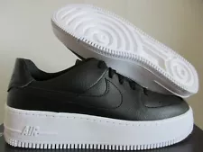 WMNS NIKE AIR FORCE 1 AF1 SAGE LOW BLACK-BLACK-WHITE SZ 10.5 [AR5339-002]