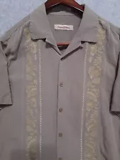 Tommy Bahama Shirt Men's Large Palm Leaves 100% Silk