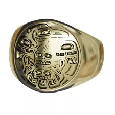 Aztec Mayan Sun Ring Mexican Calendar Tribal Brass Jewelry