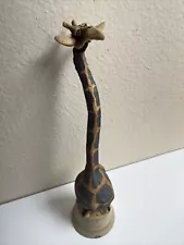 Rare Todd Warner 15” tall Giraffe Art Pottery Animal Sculpture Bell 1975