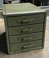 Vintage Metal Industrial Small Parts 4 Drawer Storage Organizer Cabinet Green