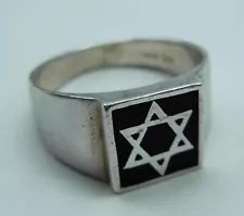 Sterling Silver 925 Men's Star of David Magen David Judaica Signet Ring Size 12