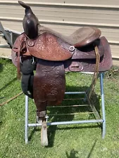 Used/vintage 15" tooled Western trail/pleasure saddle US made