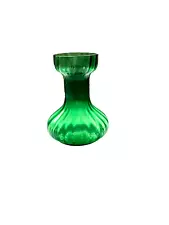 Vintage Forest Green Bulb Forcing Vase with Swirls.