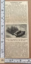 Amphibious Jeep Ford Adaptation Willys designed vintage press cutting 1943