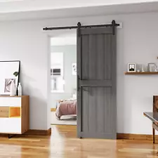 30''X84'' Sliding Barn Door with 5 Ft Hardware Kit& Handle& Floor Guides