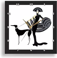 Dpp_43794_1 Art Deco Lady with Dog Wall Clock, 10 by 10-Inch