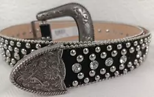 Womens Guess Western Stud and Rhinestone Belt Style #925121, Black, Sz M