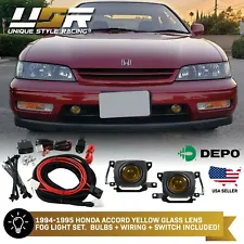 DEPO JDM OE Style YELLOW Fog Light + Wire + Switch For 1994-1995 Honda Accord