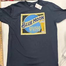 Blue Moon Brewery "Belgian White" Wheat Ale Tee Shirt, Graphic Crewneck - Large