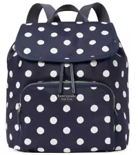 Kate Spade Little Better Sam Nylon Medium Drawstring Backpack Rich Navy Dot