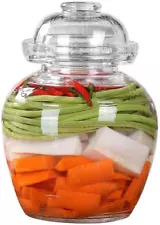 Glass Jar with Lid Pickle Jar Large Fermenting Kit Crock with Water Clear New