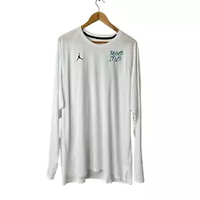 Nike Air Mens Jordan Long Sleeve Crew Neck Shirt Pullover White 2XL Pump It Up