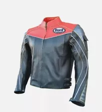 Men Buell Motorcycle Leather Jacket /Moto Leather Jacket With CE Armour