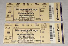 11/2/08 Houston Texans Minnesota Vikings Full Ticket Stub Adrian Peterson TD