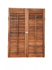 Vintage Wood Louver Interior Window Shutters 32”Tx24”W Rustic Shabby Chic