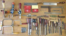 Lot of Antique Vintage Woodworking Tools - Chisels, Spoke Shave, Drills, Saws