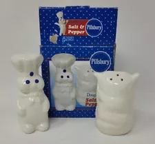 Pillsbury Dough Boy & Flour Bag Salt & Pepper Shakers New In Box 2002 Never Used